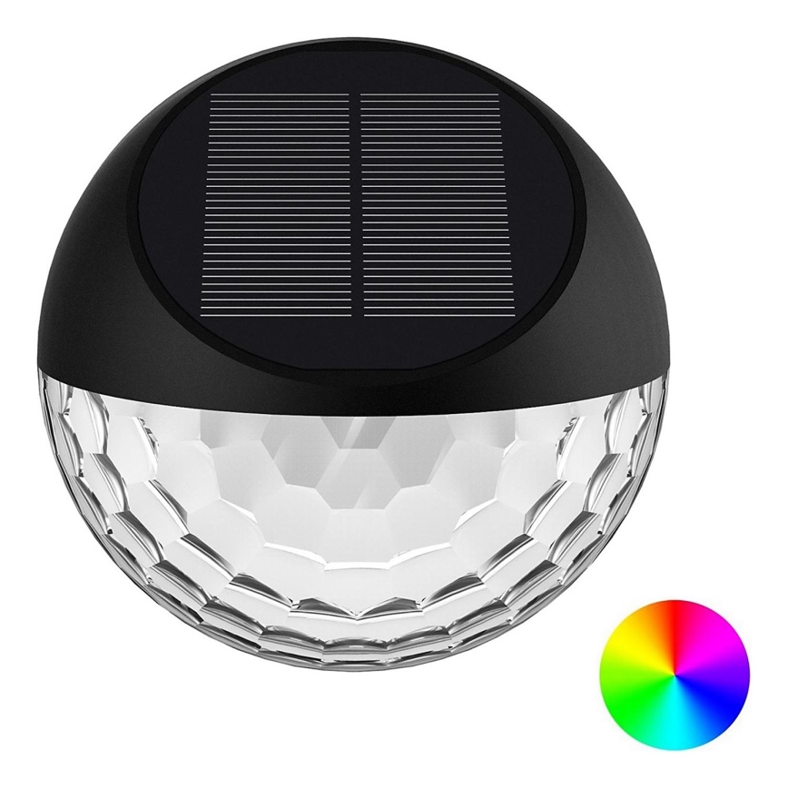 Aigostar - LED RGB Solární nástěnné svítidlo LED/2W/1,2V 300 mAh černá IP44