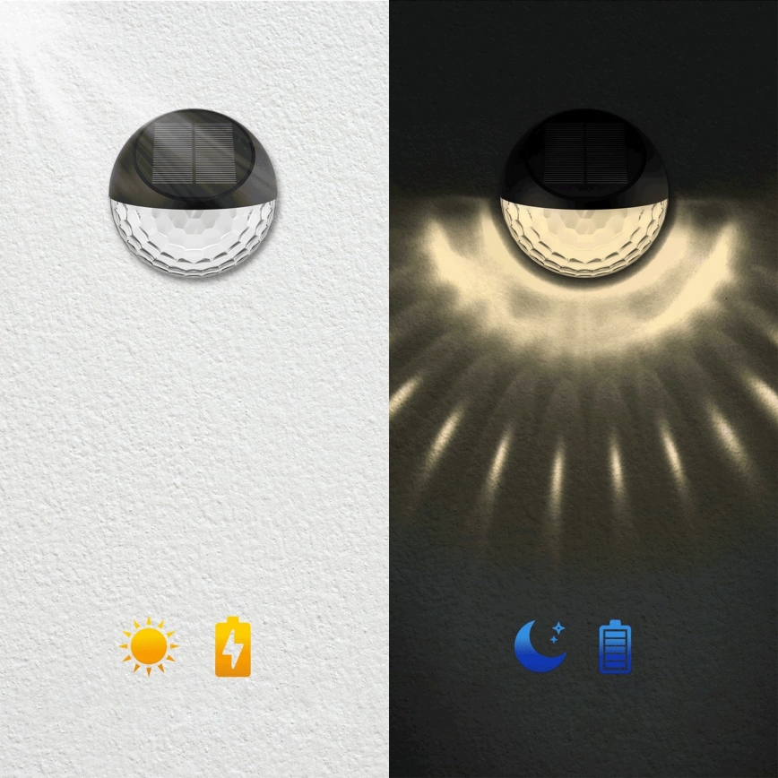 Aigostar - LED RGB Solární nástěnné svítidlo LED/2W/1,2V 300 mAh černá IP44