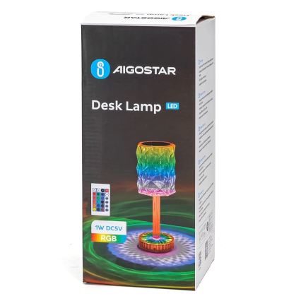 Aigostar - LED RGB Stmívatelná nabíjecí stolní lampa LED/1W/5V 1800mAh 26 cm + dálkové ovládání