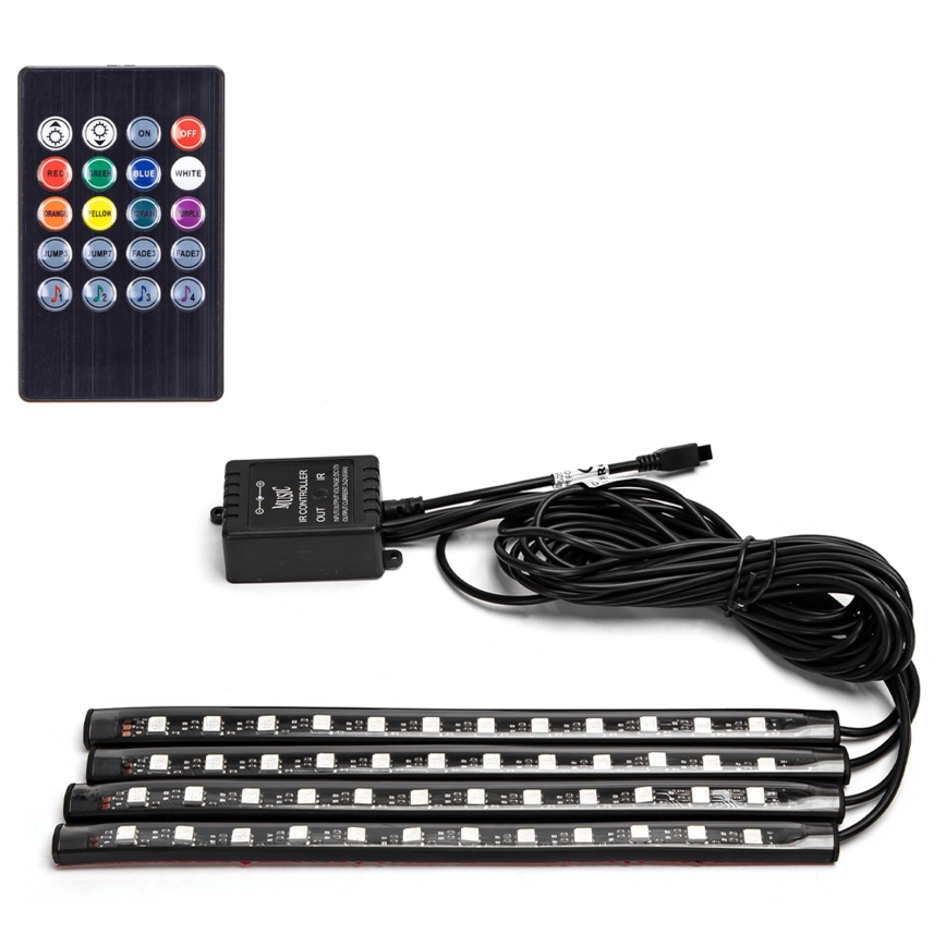 Aigostar - LED RGB Stmívatelné pásky do auta LED/4,5W/5V + dálkové ovládání