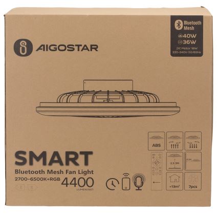 Aigostar - LED RGB Stmívatelné stropní svítidlo s ventilátorem MESH LED/40W/230V 2700-6500K bílá + dálkové ovládání