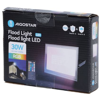 Aigostar - LED RGB Stmívatelný reflektor LED/30W/230V IP65 + dálkové ovládání