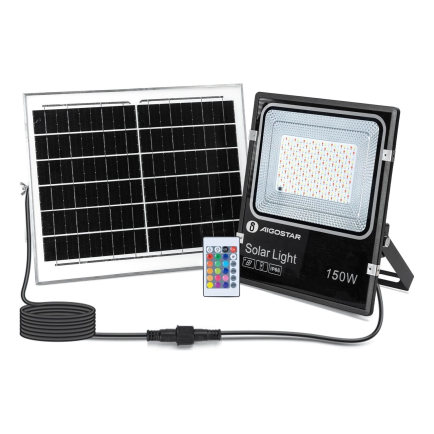 Aigostar - LED RGB Stmívatelný solární reflektor LED/150W/3,2V IP66 12000 mAh + dálkové ovládání