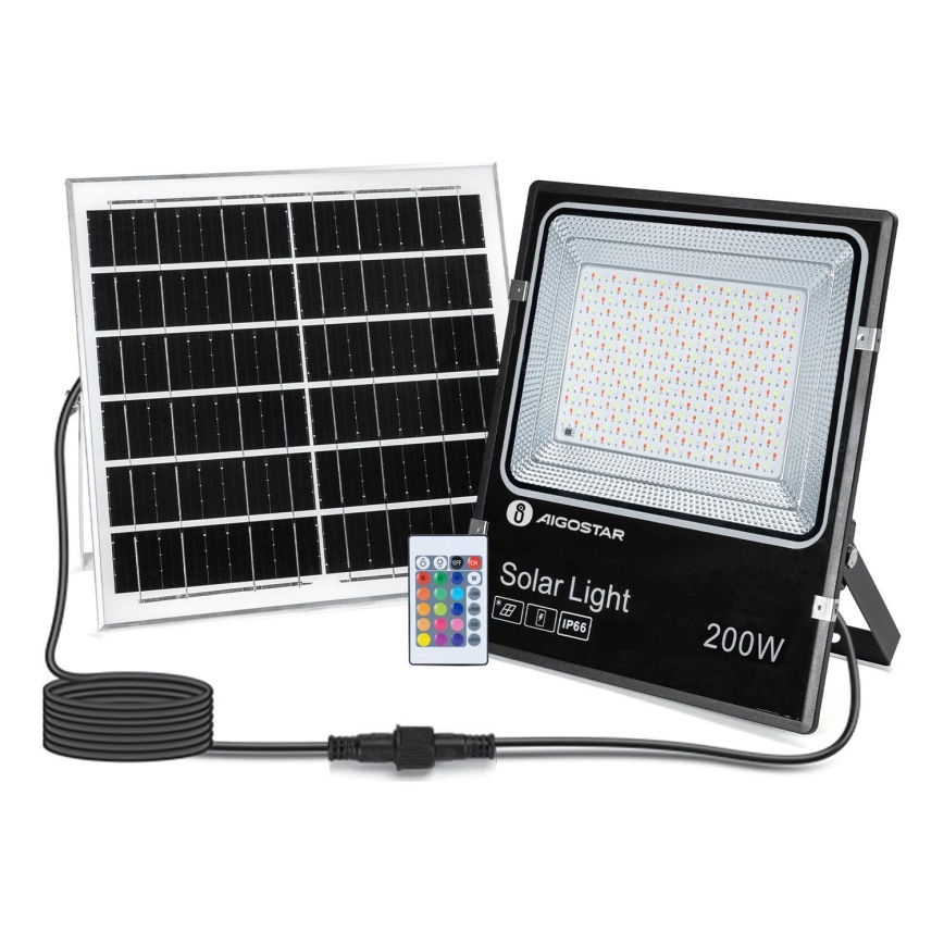 Aigostar - LED RGB Stmívatelný solární reflektor LED/200W/3,2V IP66 16000 mAh + dálkové ovládání