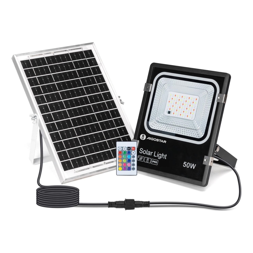 Aigostar - LED RGB Stmívatelný solární reflektor LED/50W/3,2V IP66 4000 mAh + dálkové ovládání