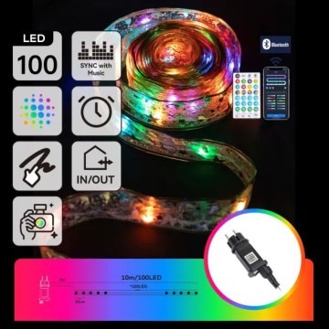 Aigostar - LED RGBICW Chytrý venkovní vánoční řetěz MESH 100xLED 10 m IP44 + dálkové ovládání