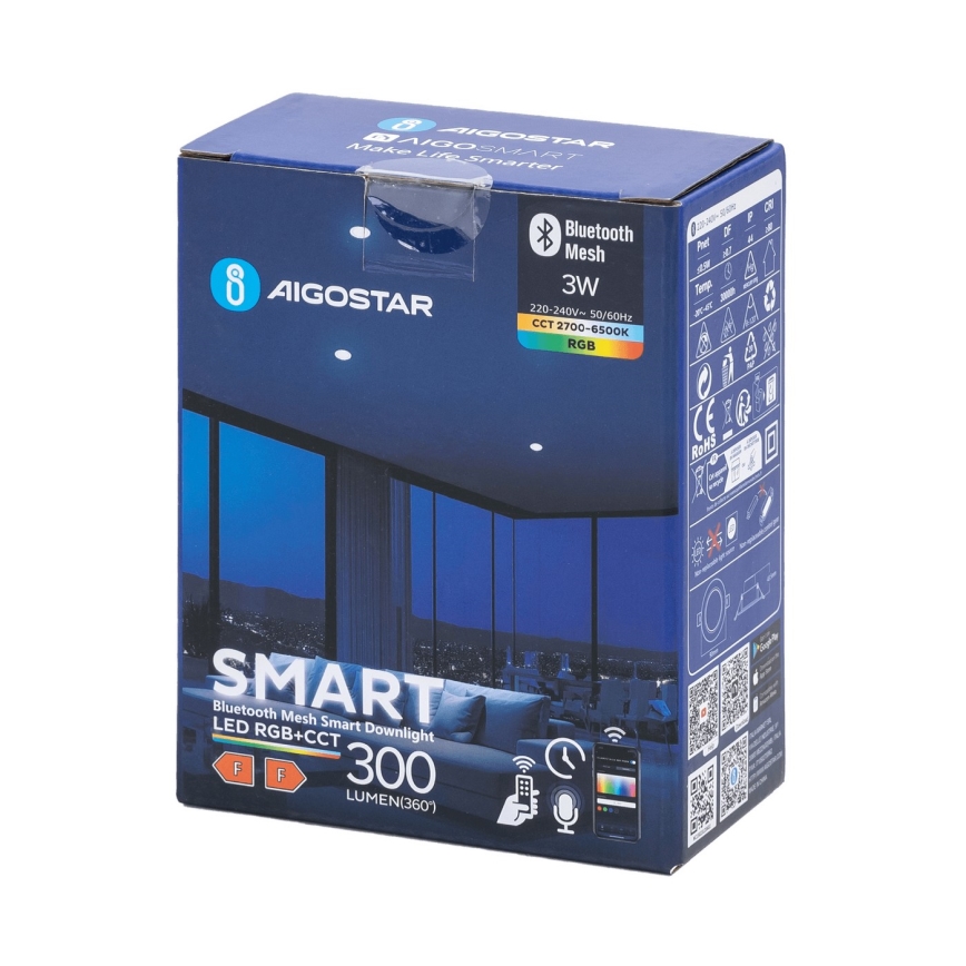 Aigostar - LED RGBW Stmívatelné koupelnové podhledové svítidlo MESH Smart LED/3W/230V 2700-6500K IP44