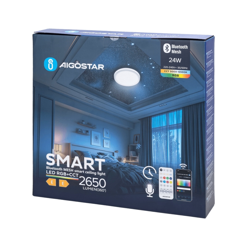 Aigostar - LED RGBW Stmívatelné koupelnové stropní svítidlo MESH Smart LED/24W/230V 3000-6500K IP44 + dálkové ovládání