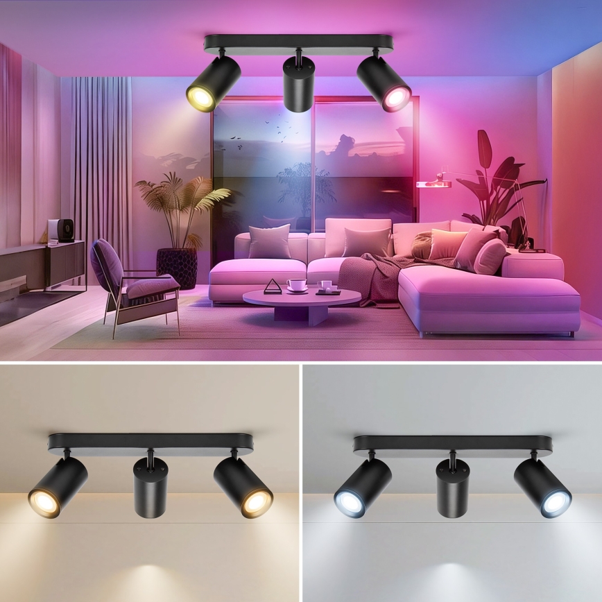 Aigostar - LED RGBW Stmívatelné bodové svítidlo MESH 3xLED/4,9W/230V 2700-6500K bílá + dálkové ovládání