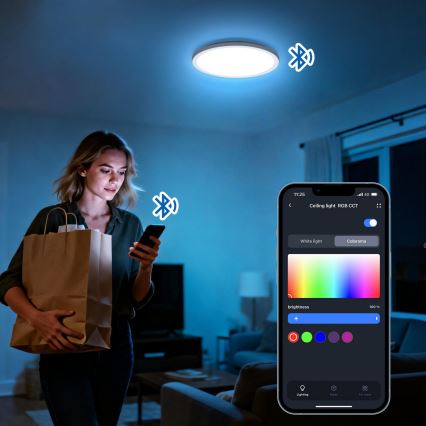 Aigostar - LED RGBW Stmívatelné stropní svítidlo MESH LED/24W/230V 3000-6500K černá + dálkové ovládání