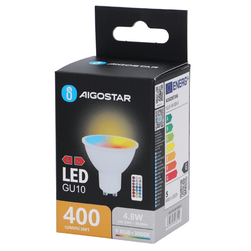 Aigostar - LED RGBW Stmívatelná žárovka GU10/4,8W/230V 3000K + dálkové ovládání