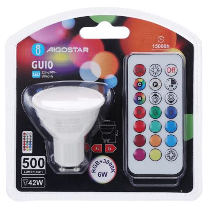 Aigostar - LED RGBW Stmívatelná žárovka GU10/6W/230V 3000K + dálkové ovládání