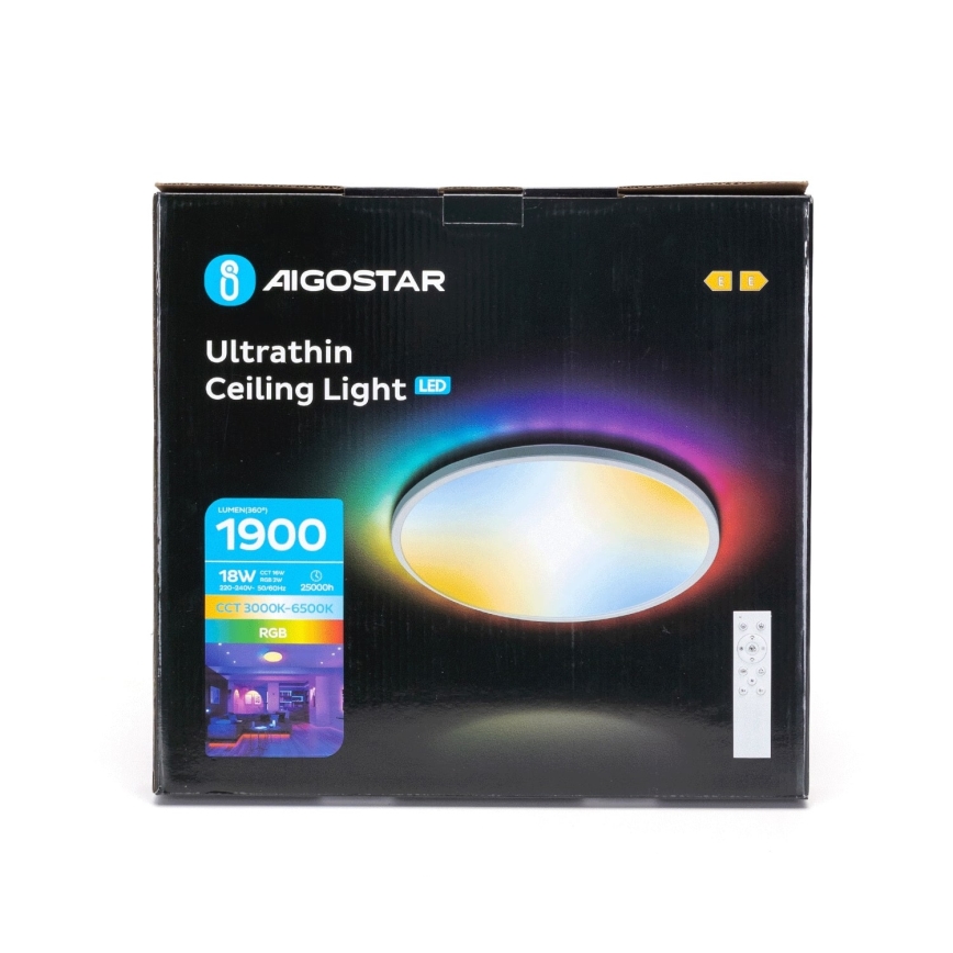 Aigostar - LED RGBW Stmívatelné koupelnové stropní svítidlo LED/18W/230V 3000-6500K pr. 30 cm IP44 + dálkové ovládání