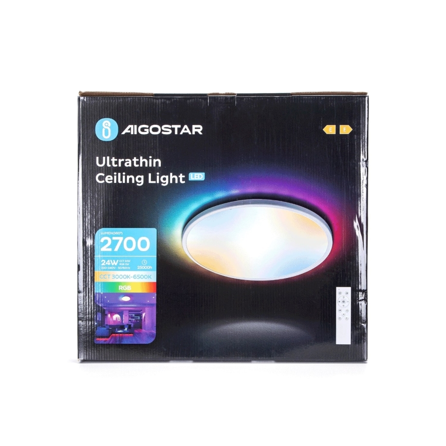 Aigostar - LED RGBW Stmívatelné koupelnové stropní svítidlo LED/24W/230V 3000-6500K pr. 42 cm IP44 + dálkové ovládání