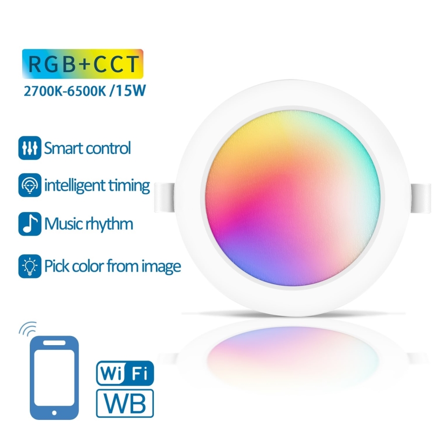 Aigostar - LED RGBW Stmívatelné podhledové svítidlo LED/15W/230V 2700-6500K pr. 17,5 cm Wi-Fi