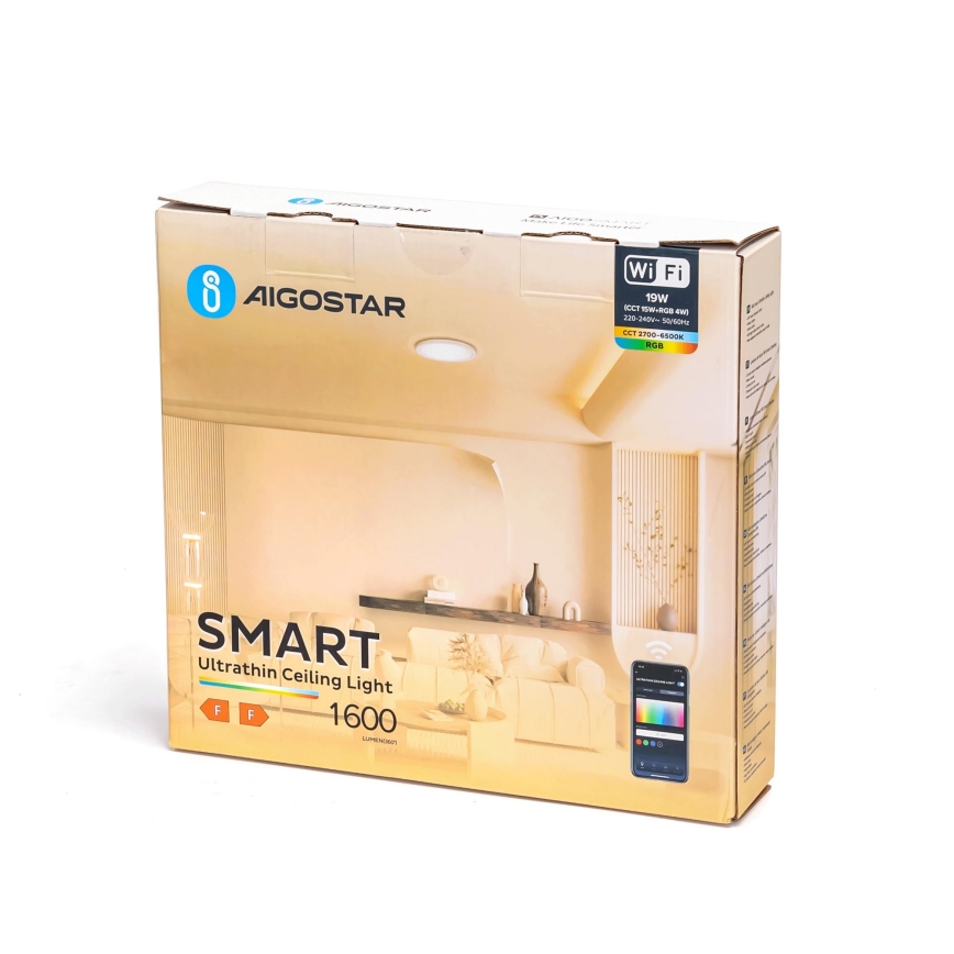 Aigostar - LED RGBW Stmívatelné stropní svítidlo LED/19W/230V 2700-6500K Wi-Fi