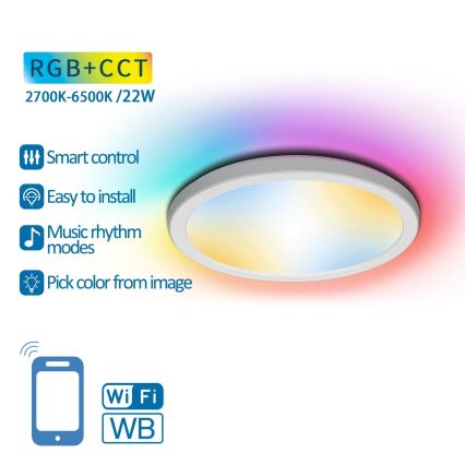 Aigostar - LED RGBW Stmívatelné stropní svítidlo LED/22W/230V 2700-6500K Wi-Fi