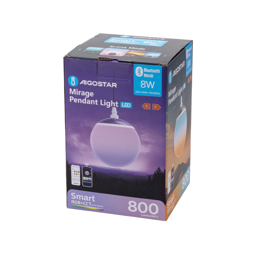 Aigostar - LED RGBW Stmívatelný lustr na lanku MESH LED/8W/230V 2700-6500K bílá + dálkové ovládání
