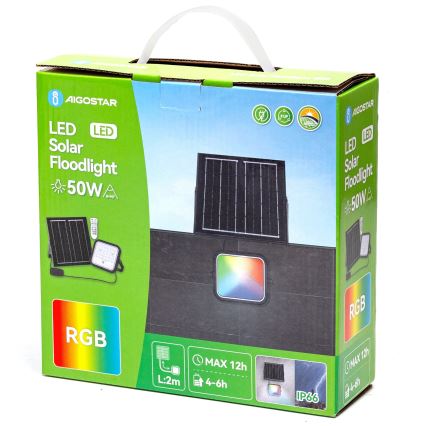 Aigostar - LED RGBW Stmívatelný solární reflektor LED/50W/3,4V IP66 + dálkové ovládání