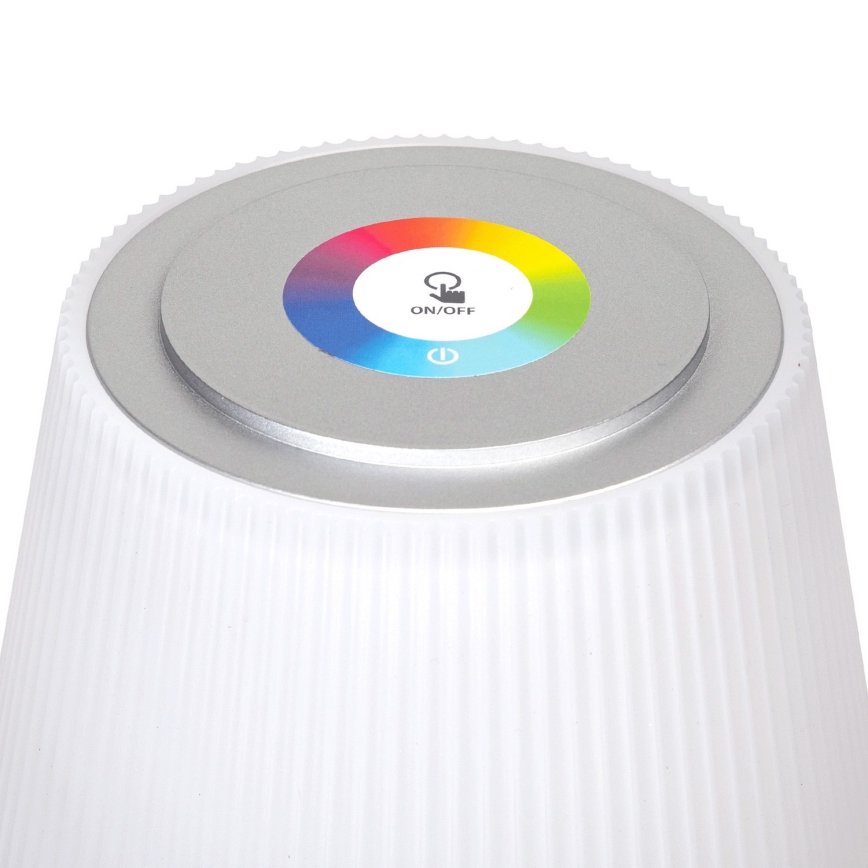 Aigostar - LED RGBW Venkovní stmívatelná nabíjecí stolní lampa LED/4W/5V 3600mAh bílá/matný chrom IP54