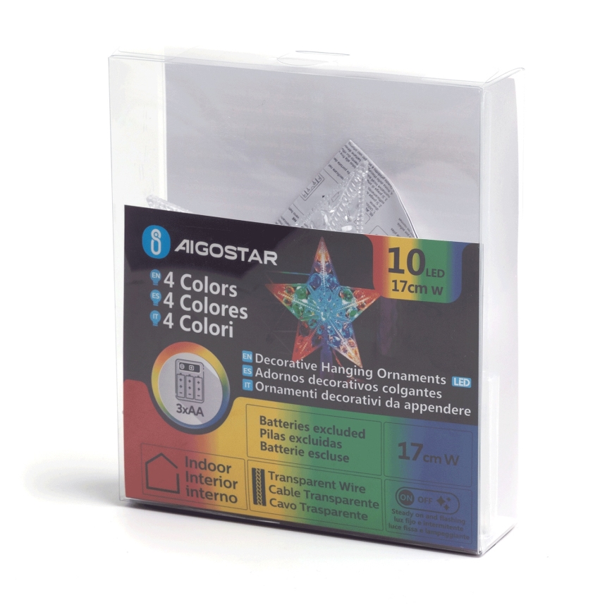 Aigostar - LED RGBY Vánoční dekorace 10xLED/3xAA hvězda