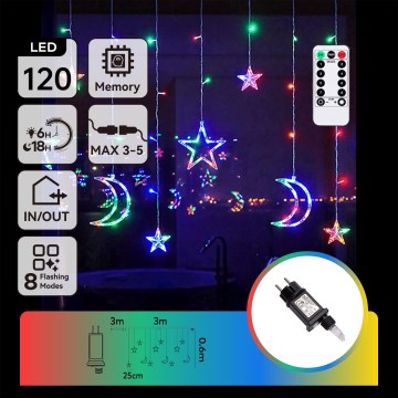 Aigostar - LED RGBY Venkovní  řetěz 120xLED/8 funkcí 3x0,6m IP44 multicolor + dálkové ovládání