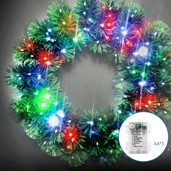 Aigostar - LED RGBY Venkovní vánoční věnec 72xLED/3xAA pr. 50cm IP44