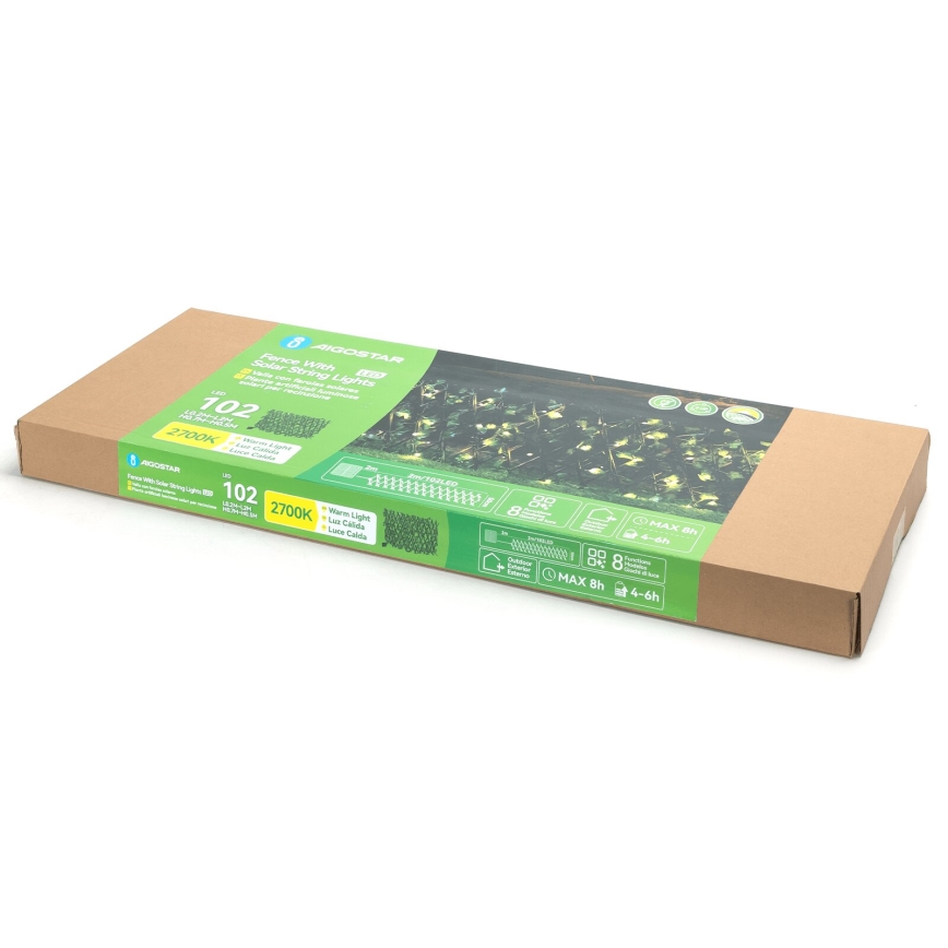 Aigostar - LED Solární dekorace 102xLED/2x0,7m IP65 300 mAh teplá bílá ivy