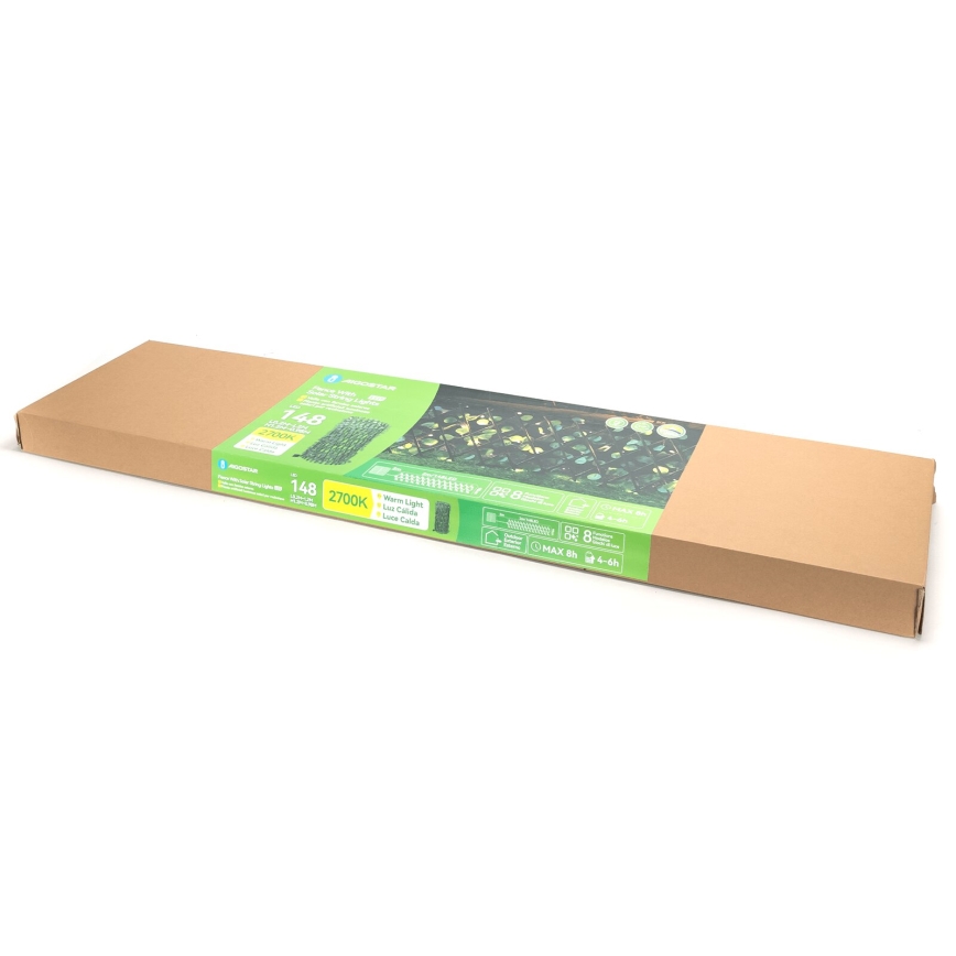 Aigostar - LED Solární dekorace 148xLED/2x1,2m IP65 300 mAh teplá bílá eukalyptus