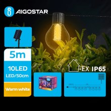 Aigostar - LED Solární dekorační řetěz 10xLED/8 funkcí 5,5m IP65 teplá bílá