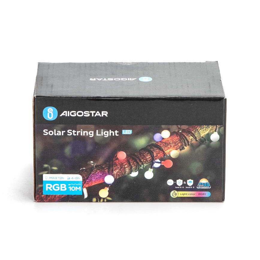 Aigostar - LED Solární dekorační řetěz 50xLED/8 funkcí 12m IP65 800 mAh multicolor