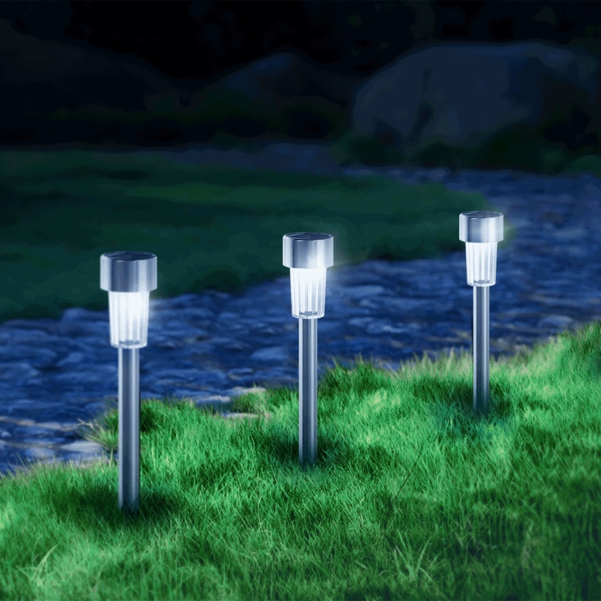 Aigostar - LED Solární lampa LED/0,006W/1,2V 29,5 cm matný chrom 6500K IP44