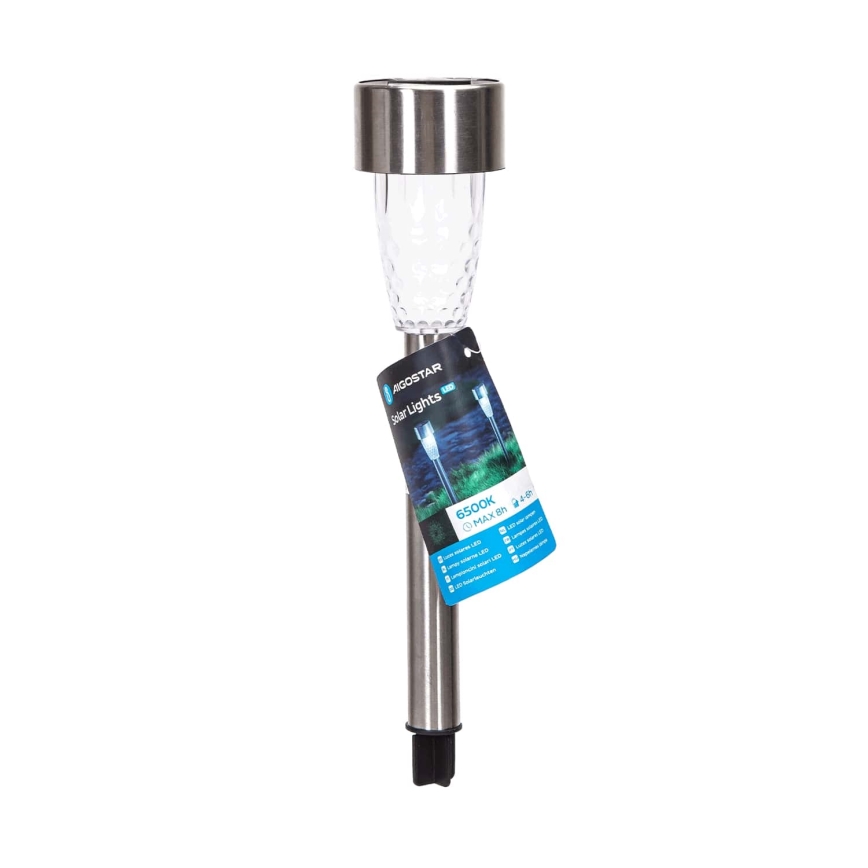 Aigostar - LED Solární lampa LED/0,006W/1,2V 40 mAh 29,7 cm matný chrom 6500K IP44