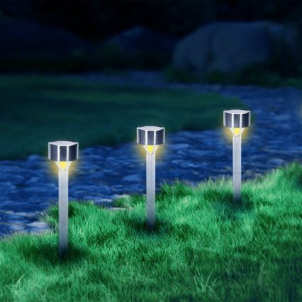 Aigostar - LED Solární lampa LED/0,006W/1,2V 32cm matný chrom 2700K IP44