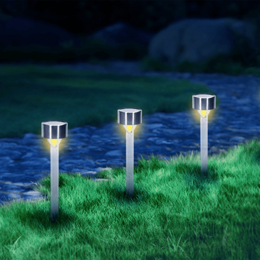 Aigostar - LED Solární lampa LED/0,006W/1,2V 32cm matný chrom 2700K IP44