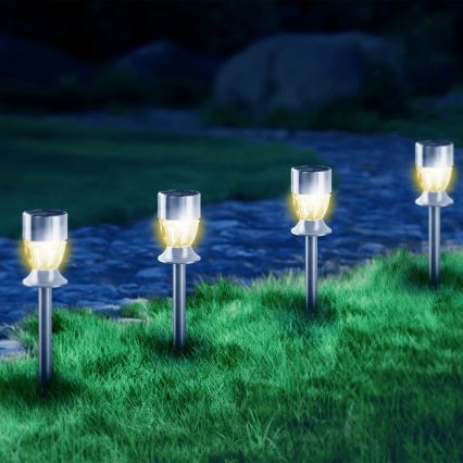 Aigostar - LED Solární lampa LED/0,006W/1,2V 35,5cm matný chrom 2700K IP44