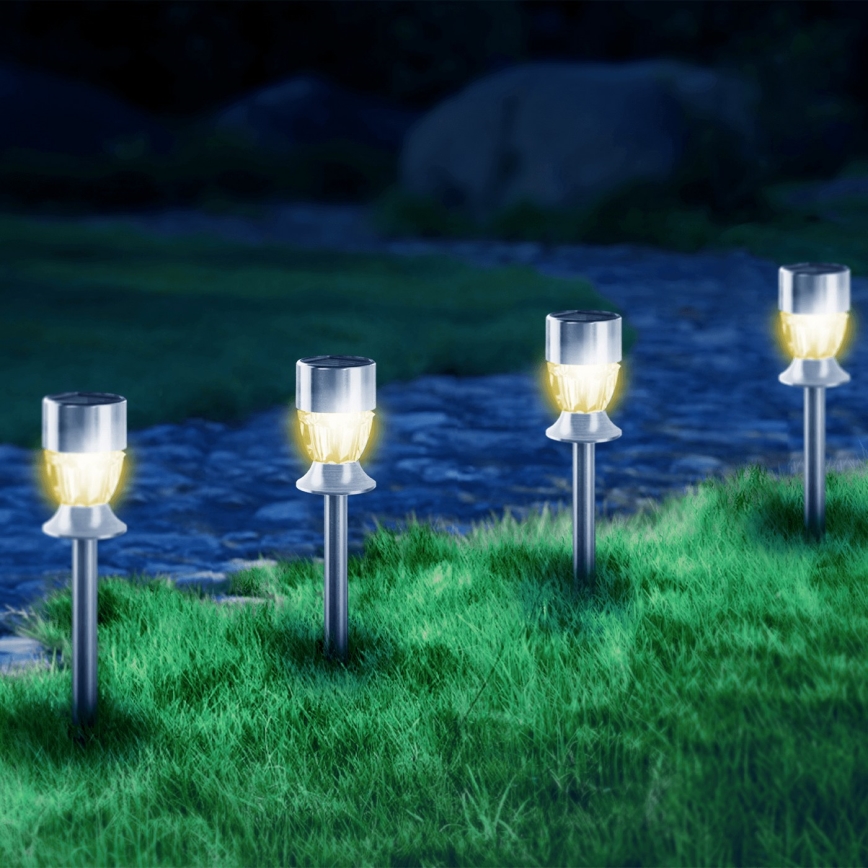 Aigostar - LED Solární lampa LED/0,006W/1,2V 35,5cm matný chrom 2700K IP44