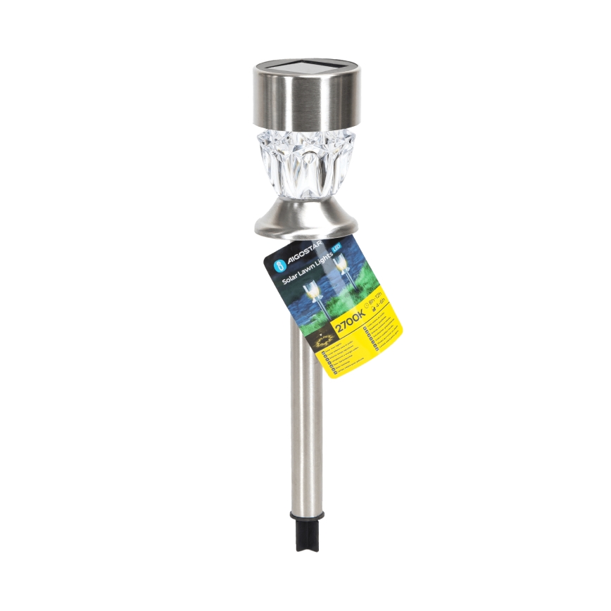 Aigostar - LED Solární lampa LED/0,006W/1,2V 35,5cm matný chrom 2700K IP44