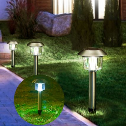 Aigostar - LED Solární lampa LED/0,08W/2V 36,6 cm 3000K IP44 matný chrom
