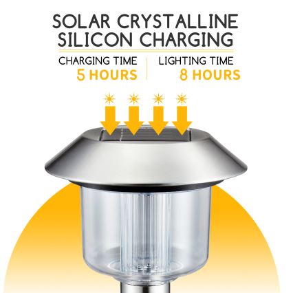 Aigostar - LED Solární lampa LED/0,08W/2V 36,6 cm 3000K IP44 matný chrom