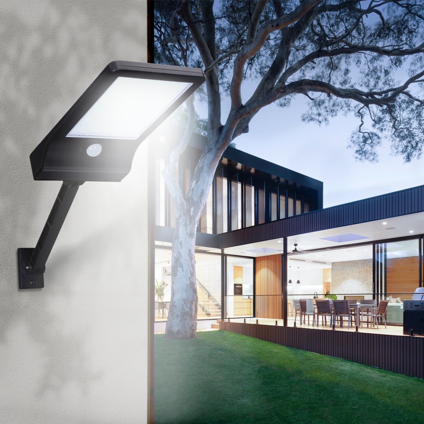 Aigostar - LED Solární pouliční lampa se senzorem LED/3W/3,7V1800 mAh IP44 3000/4000/5000K + dálkové ovládání