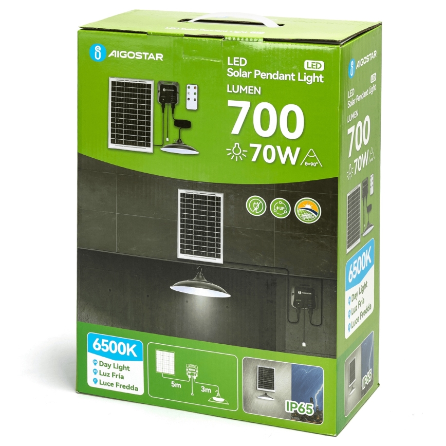 Aigostar - LED Solární lustr LED/70W/12V 6000 mAh 6500K pr. 23,5 cm + dálkové ovládání