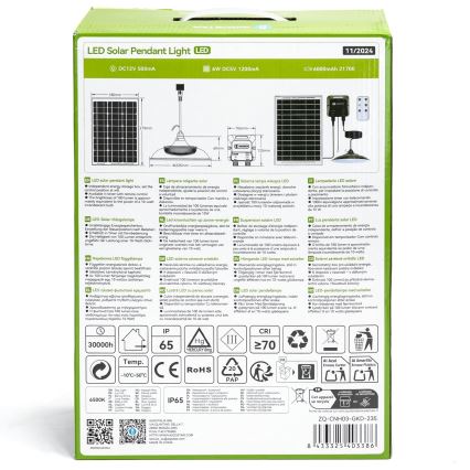 Aigostar - LED Solární lustr LED/70W/12V 6000 mAh 6500K pr. 23,5 cm + dálkové ovládání