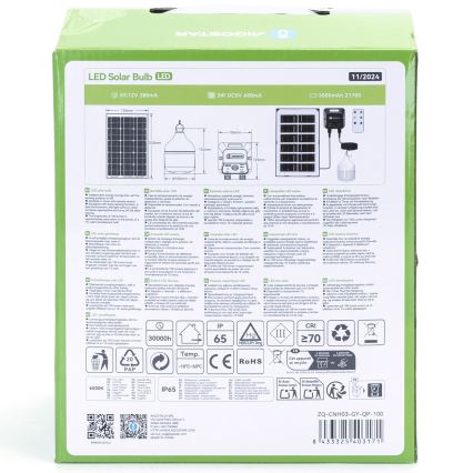 Aigostar - LED Solární lustr se senzorem LED/35W/12V 3000 mAh 6500K pr. 10 cm + dálkové ovládání
