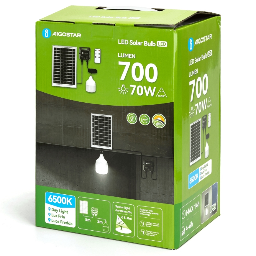 Aigostar - LED Solární lustr se senzorem LED/70W/12V 6000 mAh 6500K pr. 12 cm + dálkové ovládání