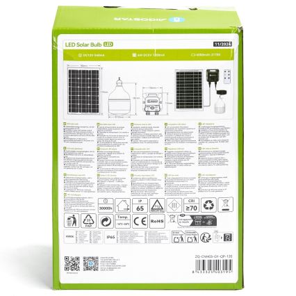 Aigostar - LED Solární lustr se senzorem LED/70W/12V 6000 mAh 6500K pr. 12 cm + dálkové ovládání