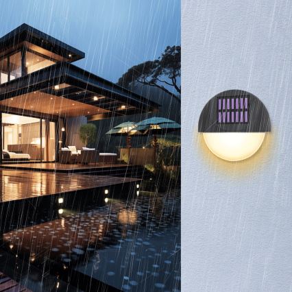 Aigostar - LED Solární nástěnné svítidlo LED/1W/1,2V černá 200 mAh 2700K IP44