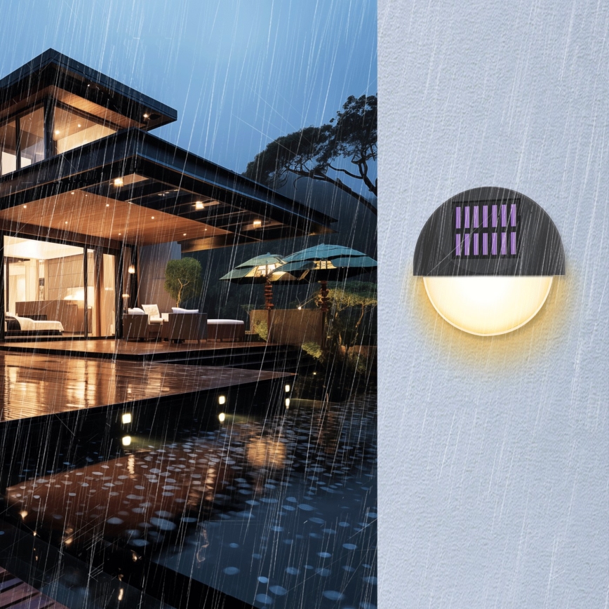 Aigostar - LED Solární nástěnné svítidlo LED/1W/1,2V černá 200 mAh 2700K IP44