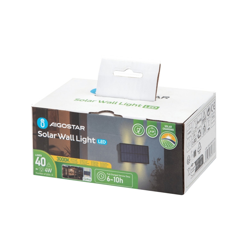 Aigostar - LED Solární nástěnné svítidlo LED/4W/5,5V 2700K IP44