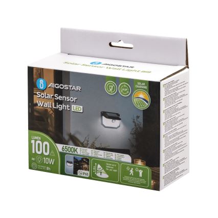 Aigostar - LED Solární nástěnné svítidlo se senzorem LED/0,8W/5,5V 1200 mAh 6500K IP65